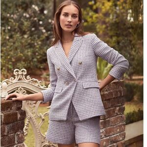 Ann Taylor LOFT Tweed Blazer Oversized Double Breasted Size 14
